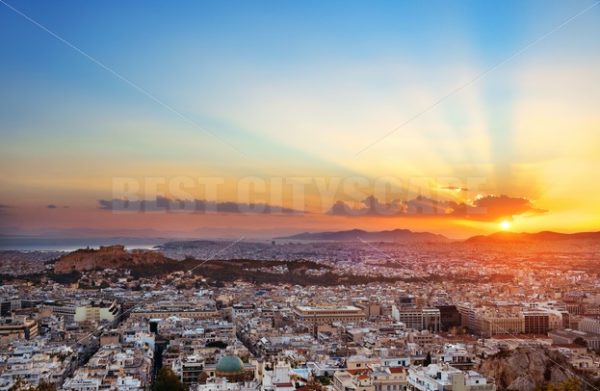 Athens skyline sunset from Mt Lykavitos - Songquan Photography