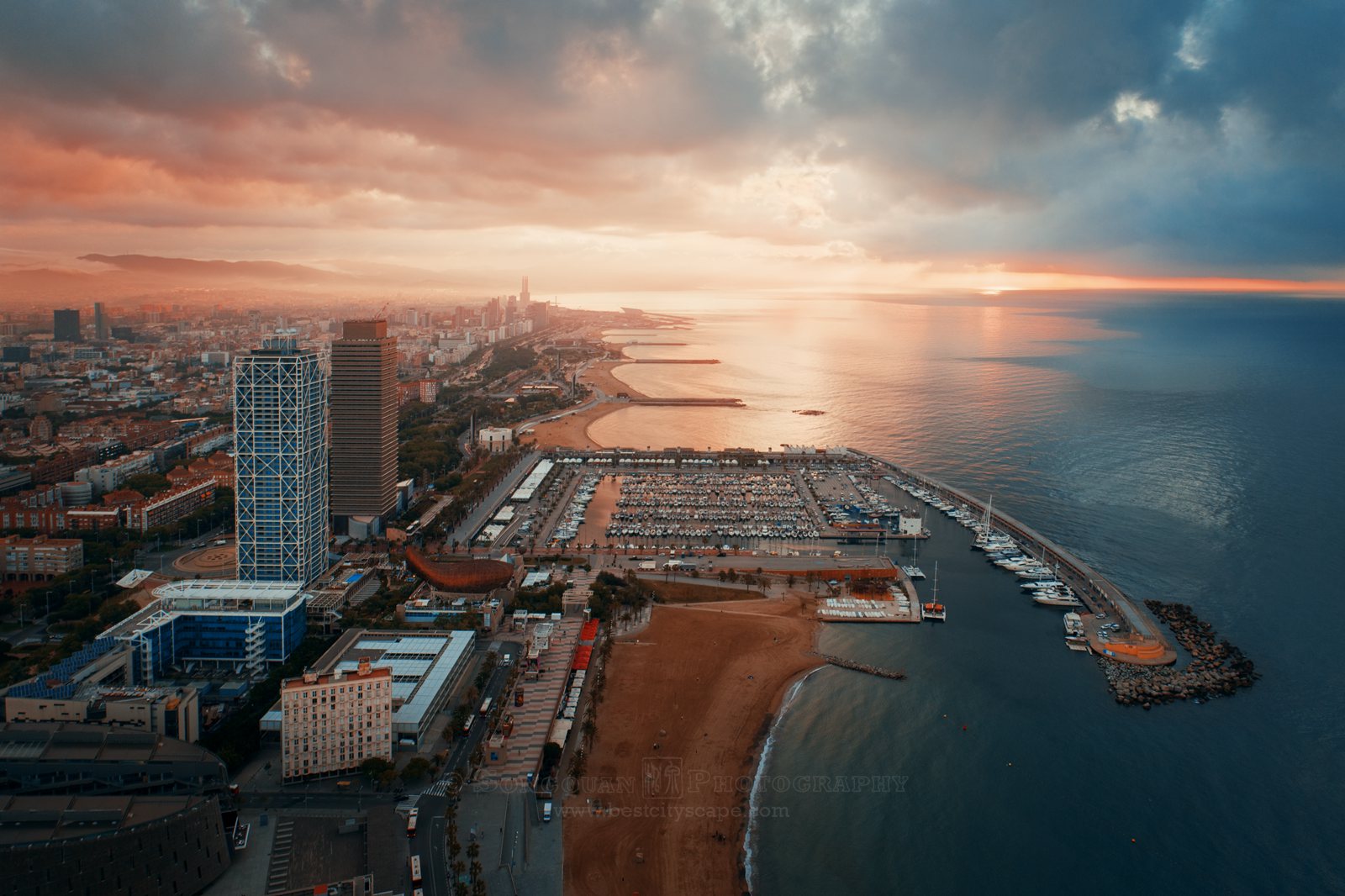 Sunrise aerial view of Barcelona – Songquan Photography