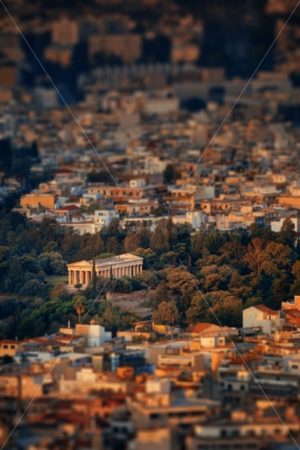 Temple of Hephaestus mountain top view tilt shift - Songquan Photography