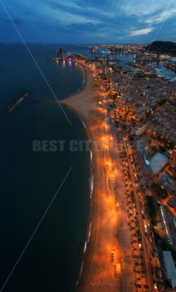 Barcelona Coast aerial night view - Songquan Photography