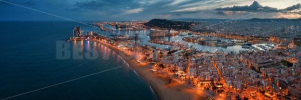 Barcelona Coast aerial night view - Songquan Photography