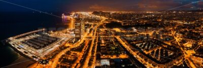 Barcelona Coast aerial night view - Songquan Photography