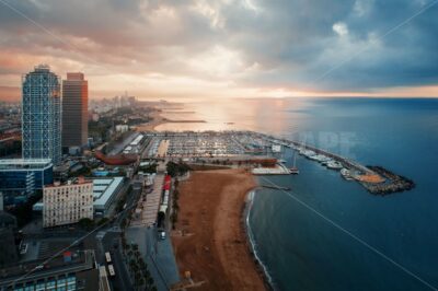 Barcelona Coast aerial sunrise view - Songquan Photography