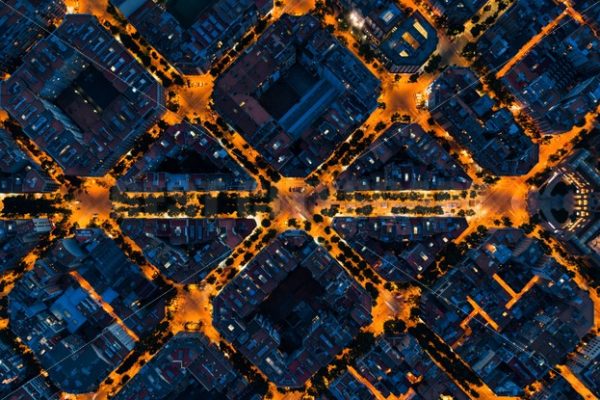 Barcelona Street Aerial night view - Songquan Photography