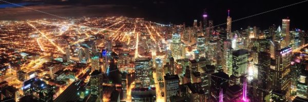 Chicago Night view panorama - Songquan Photography