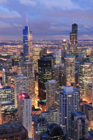 Chicago skyline panorama aerial view - Songquan Photography