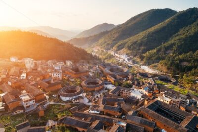 Fujian Tulou aerial view sunset - Songquan Photography