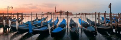 Gondola and San Giorgio Maggiore island panorama - Songquan Photography