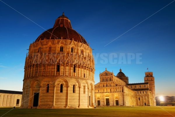 Leaning tower cathedral in Pisa night - Songquan Photography