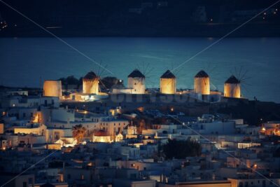 Mykonos windmill night - Songquan Photography