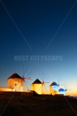 Mykonos windmill night - Songquan Photography