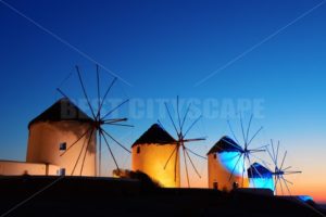 Mykonos windmill night - Songquan Photography