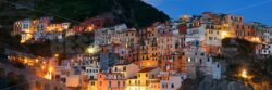 Panoramic Manarola buildings in Cinque Terre night - Songquan Photography