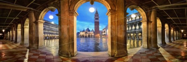 Piazza San Marco hallway night panorama view - Songquan Photography