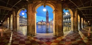 Piazza San Marco hallway night panorama view - Songquan Photography