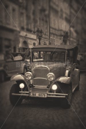 Prague Street view with vintage car - Songquan Photography