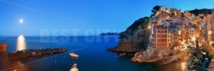 Riomaggiore waterfront night panorama moonset - Songquan Photography