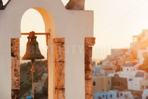 Santorini island bell tower sunset - Songquan Photography