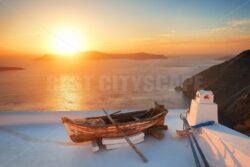 Santorini island leisure life boat sunset - Songquan Photography