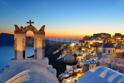 Santorini skyline bell tower - Songquan Photography