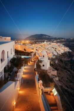 Santorini skyline night street - Songquan Photography