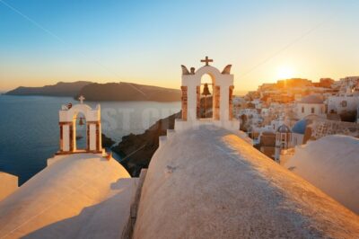 Santorini skyline sunset bell - Songquan Photography