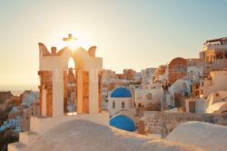 Santorini skyline sunset bell - Songquan Photography