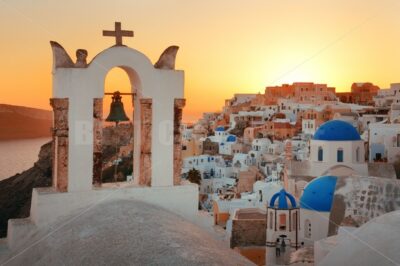 Santorini skyline sunset bell - Songquan Photography