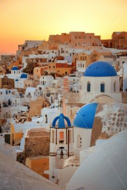 Santorini skyline sunset blue dome - Songquan Photography