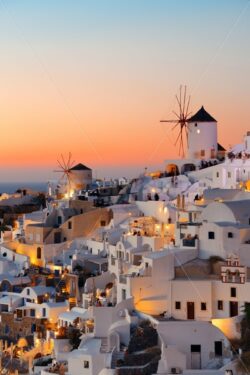 Santorini skyline sunset windmill - Songquan Photography