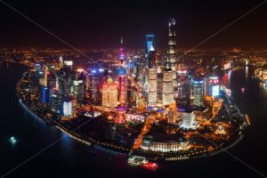 Shanghai Pudong aerial night view - Songquan Photography