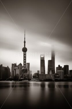 Shanghai city skyline view with overcast sky - Songquan Photography