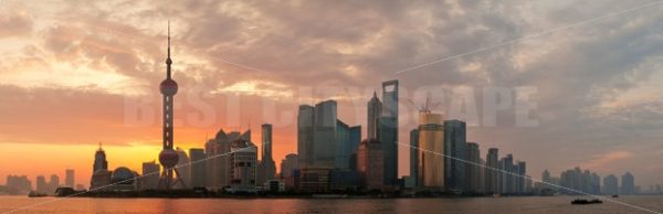 Shanghai morning skyline silhouette - Songquan Photography
