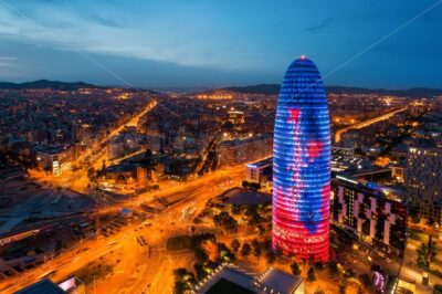 Torre Glories night Aerial View - Songquan Photography