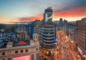 Madrid Gran Via business area sunset - Songquan Photography