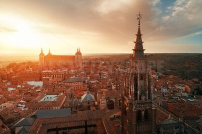 Aerial view of Toledo Cathedral sunset - Songquan Photography