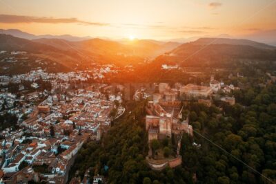 Granada Alhambra aerial view sunrise - Songquan Photography