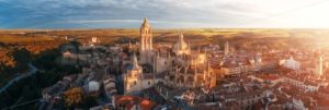 Segovia Cathedral aerial panorama view sunrise - Songquan Photography