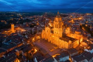 Segovia Cathedral aerial view at night - Songquan Photography