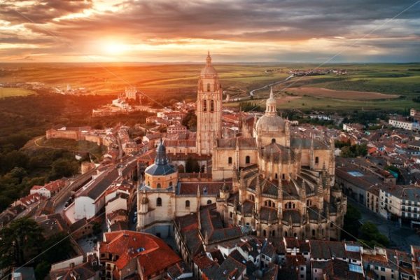 Segovia Cathedral aerial view sunrise - Songquan Photography