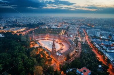 Seville Plaza de Espana aerial view - Songquan Photography