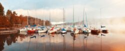 Morning foggy lake boat sunrise - Songquan Photography