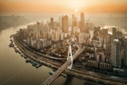 Chongqing Urban buildings aerial sunset - Songquan Photography