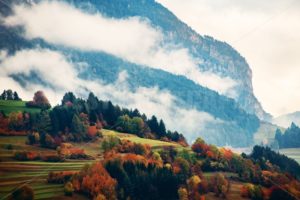 Dolomites fog color foliage house - Songquan Photography