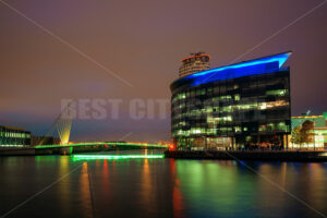 Manchester Salford Quays business district night view - Songquan Photography