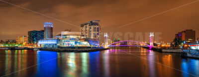 Manchester Salford Quays business district night view - Songquan Photography