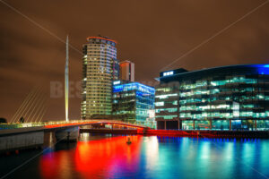 Manchester Salford Quays business district night view - Songquan Photography