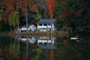 Beautiful Fall colors lake house - Songquan Photography
