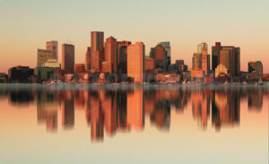 Boston skyline sunrise with reflection - Songquan Photography